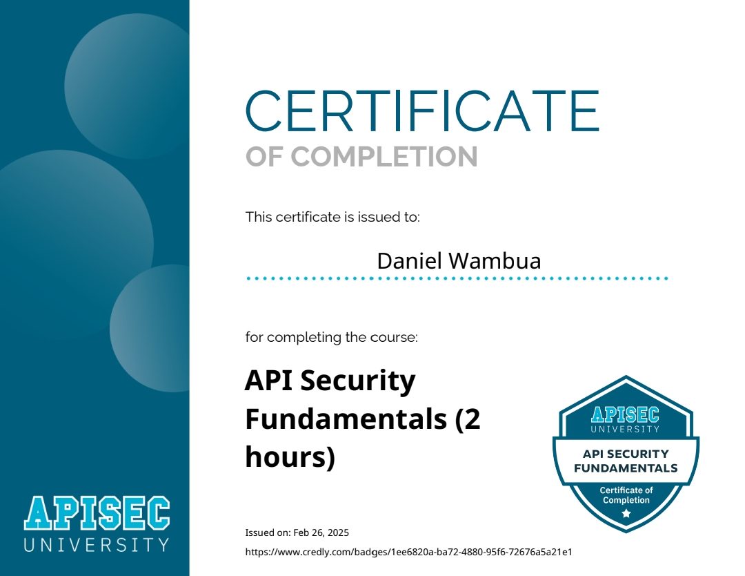 API Security Course Certificate
